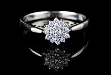 White gold ring with diamonds