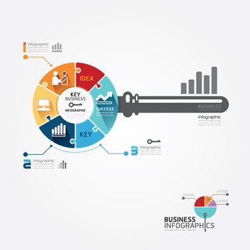 Infographic Template with key business jigsaw banner . concept v