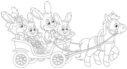 Easter bunnies riding