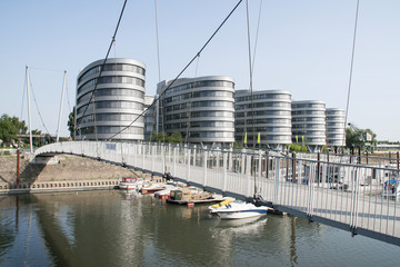 Five Boats am Innenhafen Duisburg, Deutschland