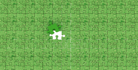 3D Puzzle Spiel mit Holzoptik in grün
