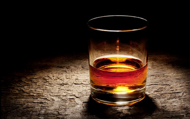 Round glass of cognac
