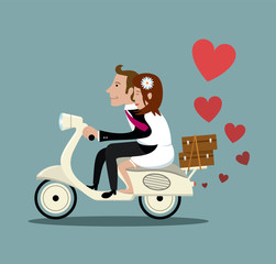 Happy Married Couple on a Moped
