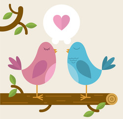 Love Birds on a branch