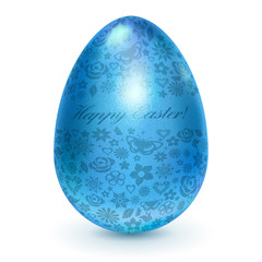 Blue easter egg with flowers