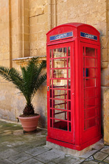 Fototapeta premium red phone booth,island Malta