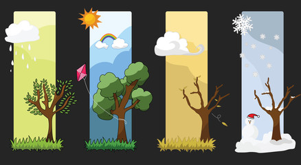 Four Seasons Vector : winter, spring, summer, autumn