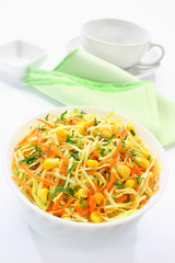 Salad with cabbage, carrots and sweet corn