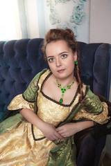 Portrait of beautiful woman in medieval dress