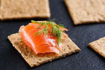 Smoked salmon on wholemeal cracker