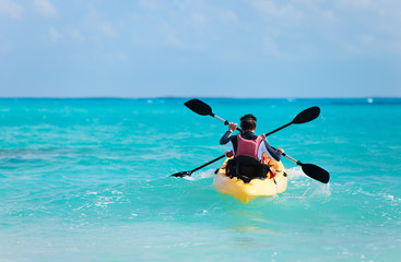 Father and son kayaking