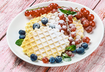 Waffles with fresh berries