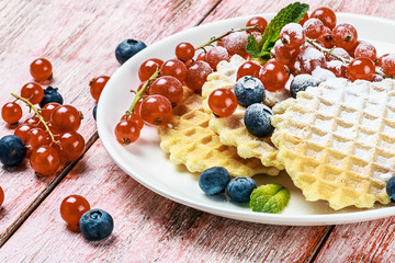 Belgian waffles and fresh berries