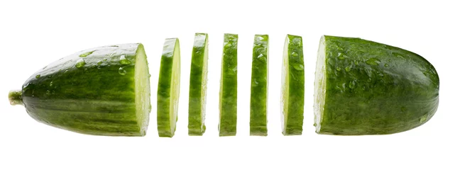 Foto op geborsteld aluminium Verse groenten sliced cucumber