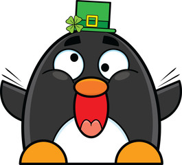 Cartoon Penguin Wearing St. Patrick's Day Hat