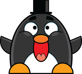 Fat Cartoon Penguin Wearing Top Hat