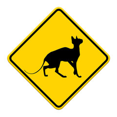 beware cat crossing traffic sign, part of a series