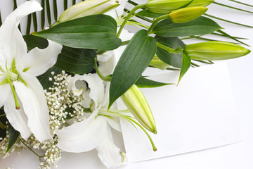 White lily flowers and post card © destillat