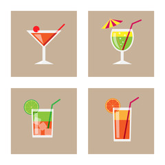 Cocktail Icon Set. Vector