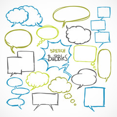Doodle comic speech bubbles set