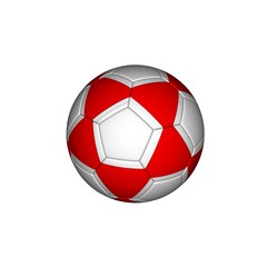 Red and white soccer ball