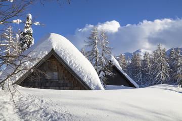 Snowy landscape in the mountains