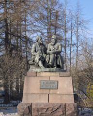 The sculpture of Karl Marks and Fridrich Engels