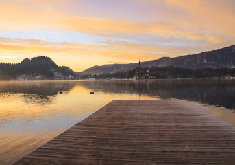 Sunrise on the Bled Lake