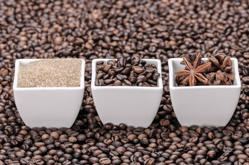Brown sugar, coffee beans and anise