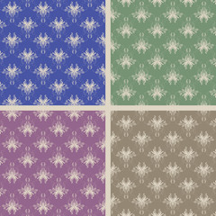 Set of four damask seamless