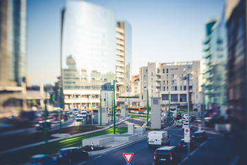 blurred city tilt shift