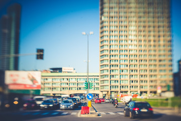 blurred city tilt shift