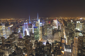 Panoramic view of Manhattan New York looking north from midtown