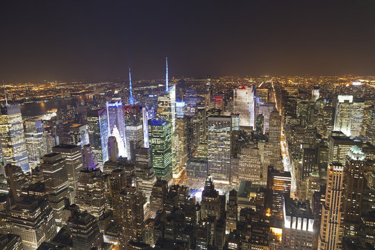 Fototapeta Panoramic view of Manhattan New York looking north from midtown