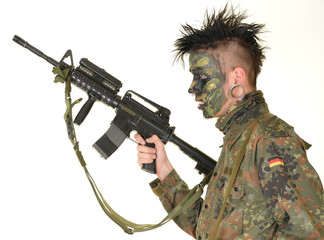 Fototapeta premium camouflage painted face