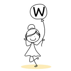 hand drawing cartoon happiness alphabet