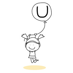 hand drawing cartoon happiness alphabet