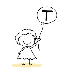 hand drawing cartoon happiness alphabet
