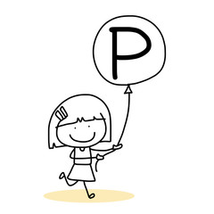 hand drawing cartoon happiness alphabet