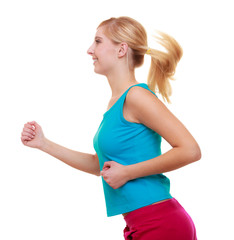 Fitness girl sport woman running jogging isolated