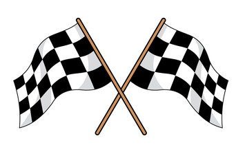 Two crossed black and white checkered flags
