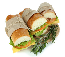Fresh and tasty sandwich isolated on white