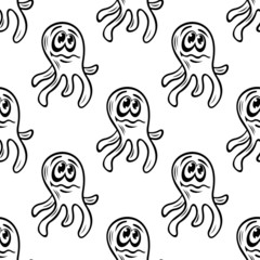 Black and white monster seamless pattern