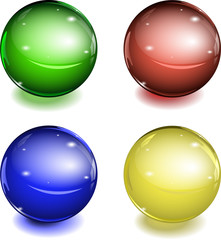 Four color glass balls, fully editable vector