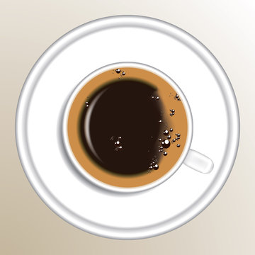 Cuo of coffee from above, fully editable vector