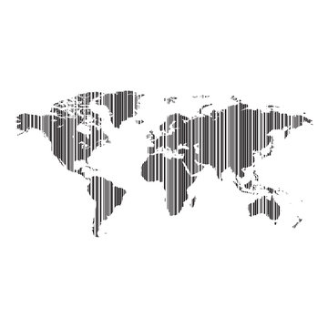 world map as bar-code
