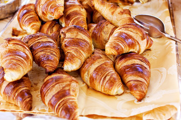 Croissant bread on buffet line