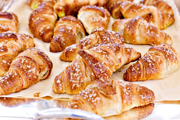Croissant bread on buffet line