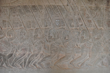Siamese mercenaries at the head of the procession at Angkor Wat