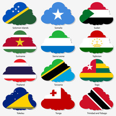 Set Flags of world sovereign states in form clouds. Vector il